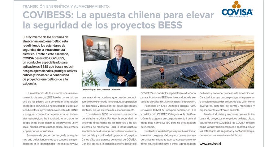 COVIBESS: La apuesta chilena para elevar la seguridad de los proyectos BESS.